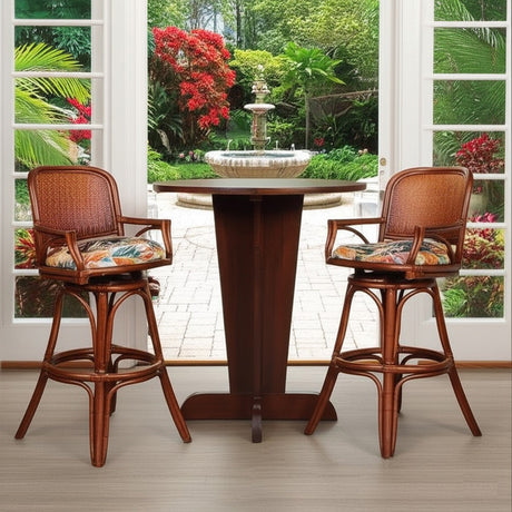 Cayman Rattan Barstool or Counterstool with Arms by Alexander and Sheriden