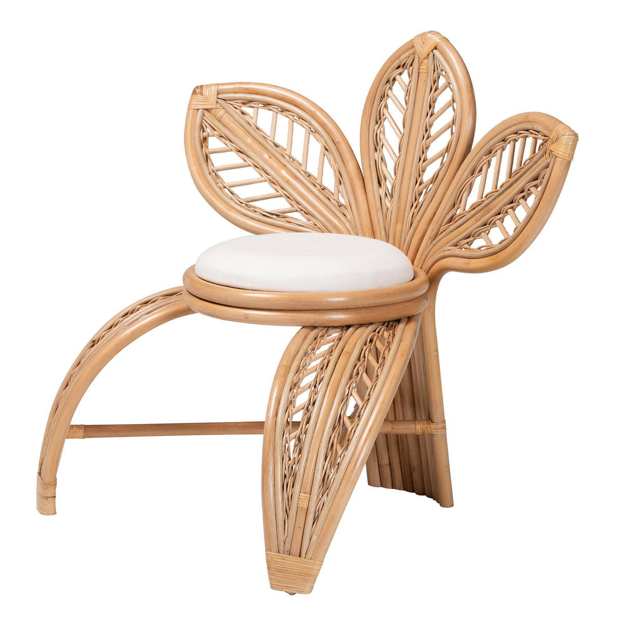 Blossom Modern Bohemian Natural Rattan Leaf Accent Chair