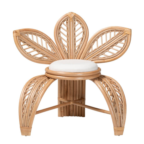 Blossom Modern Bohemian Natural Rattan Leaf Accent Chair