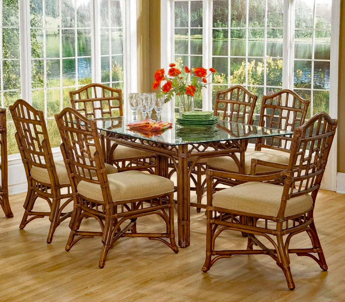 Chippendale Rattan 8 Pc Dining Set – Elegant Coastal – AmericanRattan