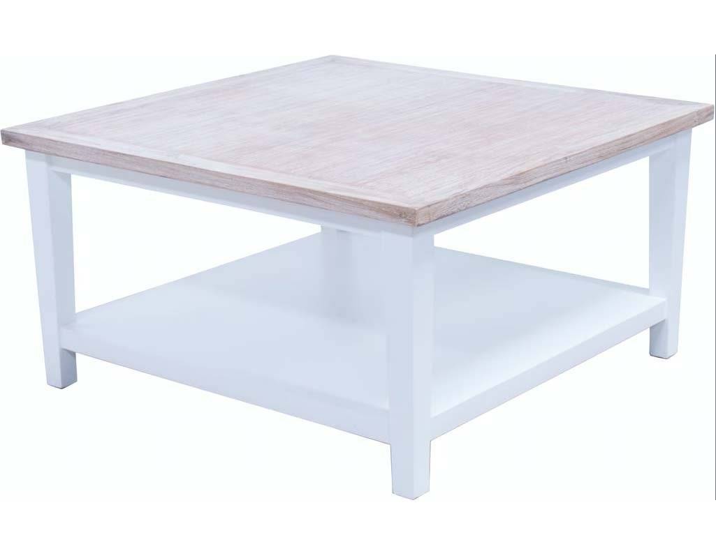 Countryside White Square Cocktail Table with Teakwood Top CK741 by Capris Furniture