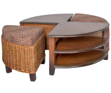 Clarissa Rattan Convertible Ottoman Coffee Table CZ-10B by Designer Wicker Tribor