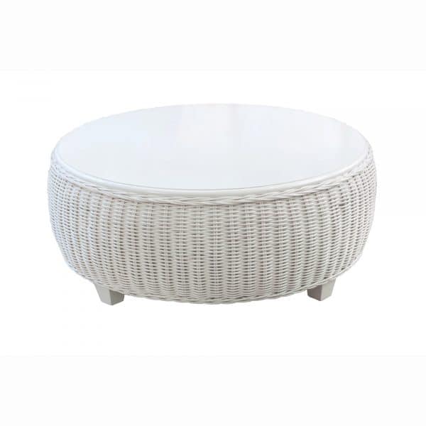 Clarissa White Rattan 5 Pc Living Room Set by Designer Wicker Tribor