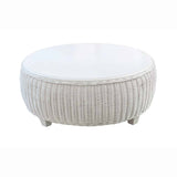 Clarissa Round White Wood and Wicker Coffee Table CZ-05 by Designer Wicker Tribor