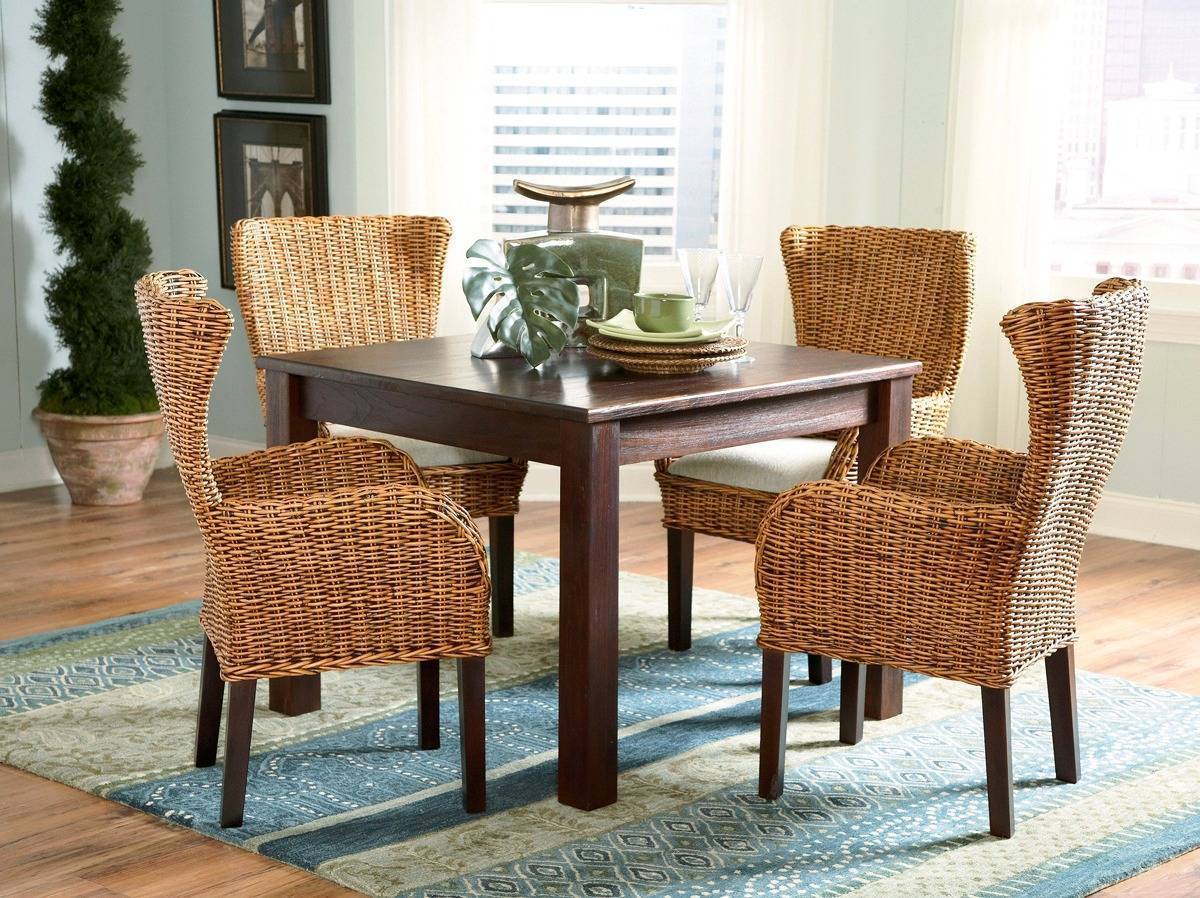 Clarissa Rattan 5 PC Dining Set with Dining Arm Chairs (CZ-DINING) by Designer Wicker Tribor