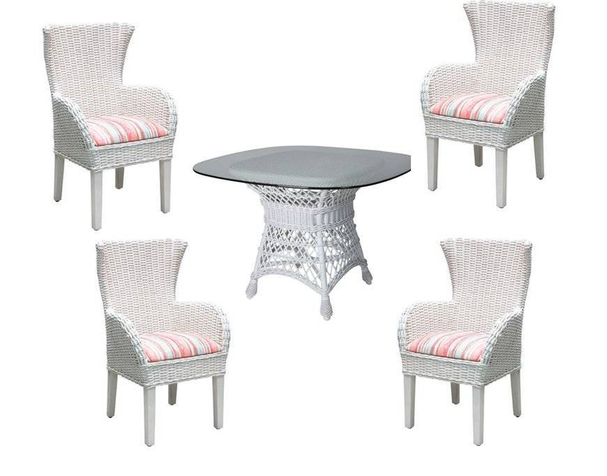 Clarissa White Rattan Dining Set with Side Chairs CZ-21-SET by Designer Wicker Tribor
