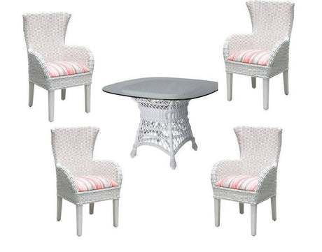 Clarissa White Rattan Dining Side Chairs CZ-21 by Designer Wicker Tribor