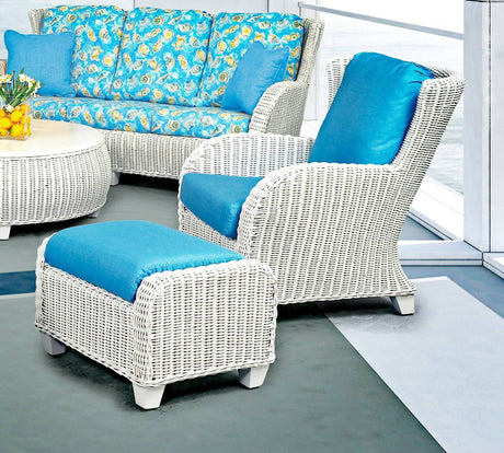 Clarissa White Porch Rattan Wingback Lounge Chair CZ-01 by Designer Wicker Tribor