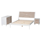 Congo 3 Pc Tropical Style Wood Queen Bedroom Set SW8591-White-3PC Queen Bedroom Set