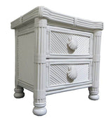 Coral Cove Rattan Nightstand Model CCNS By Spice Island Wicker (Coastal White or Tropical Antique Stains)