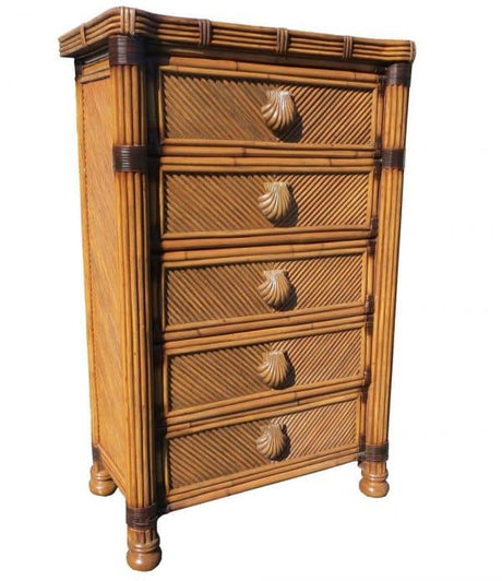 Palm Bay Rattan 5 Drw Chest Model PBW5D by Wicker Fair