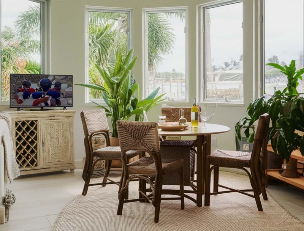 Sankara Dining Set and Creekwood Wine Cabinet in Distressed Finish IN6026-SET by Capris Furniture
