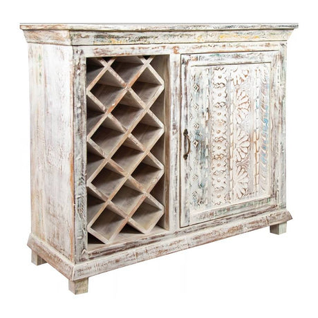 Sankara Dining Set and Creekwood Wine Cabinet in Distressed Finish IN6026-SET by Capris Furniture