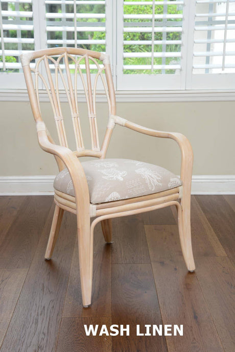 Cuba Rattan Dining Arm Chairs CUB002 by Alexander and Sheriden with Cushions Made in USA