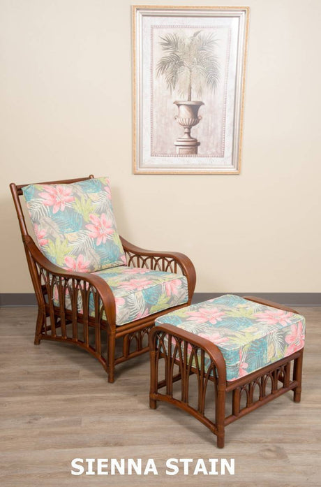 Cuba Rattan 2 Pc Set with Lounge Chair and Ottoman CUB007-006 by Alexander and Sheriden with Cushions Made in USA