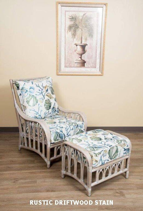 Cuba Rattan 2 Pc Set with Lounge Chair and Ottoman CUB007-006 by Alexander and Sheriden with Cushions Made in USA