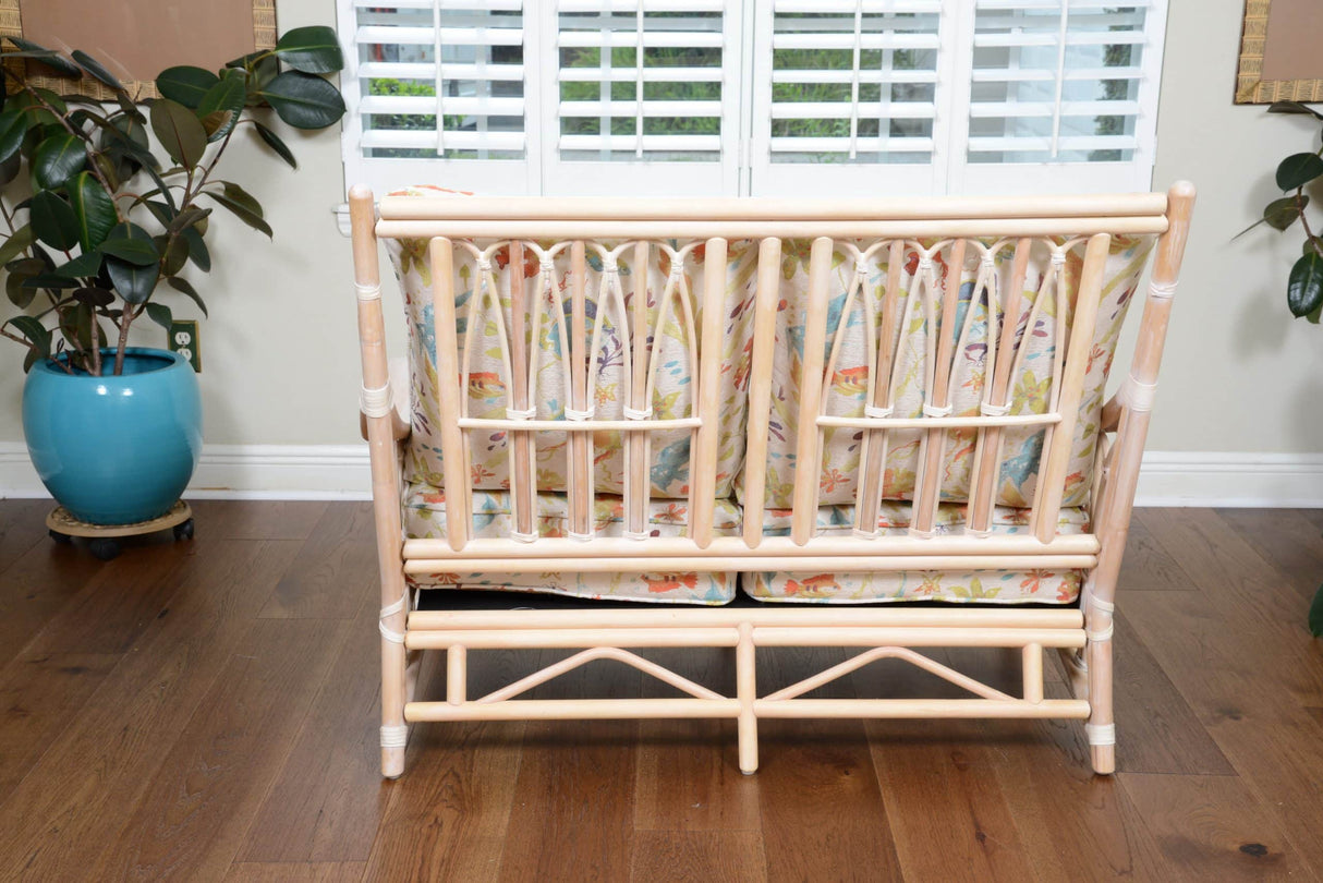 Cuba Rattan Loveseat CUB008 by Alexander and Sheriden with Cushions Made in USA
