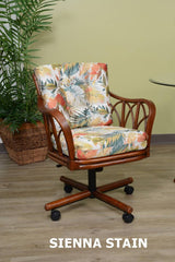 Cuba Rattan Caster Swivel-Tilt Dining Chair Model CUB011 from Alexander and Sheriden with Cushions Made in USA