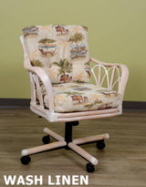 Cuba Rattan Caster Swivel-Tilt Dining Chair Model CUB011 from Alexander and Sheriden with Cushions Made in USA