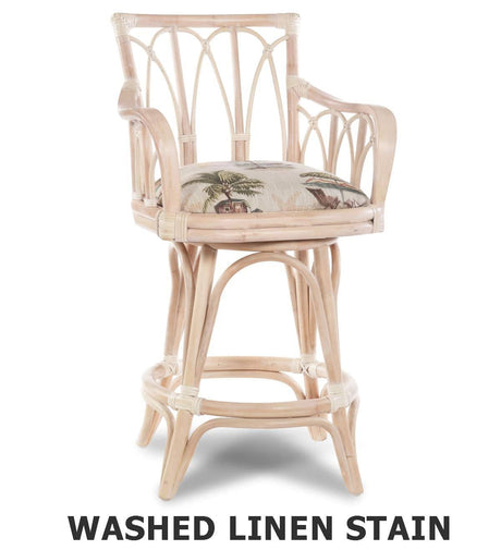Cuba Rattan 3 Pc Pub Set with Armless Swivel Barstools by Alexander and Sheriden with Cushions Made in USA
