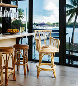 Cuba Swivel Barstools or Counterstools with Arms in Washed Linen Finish