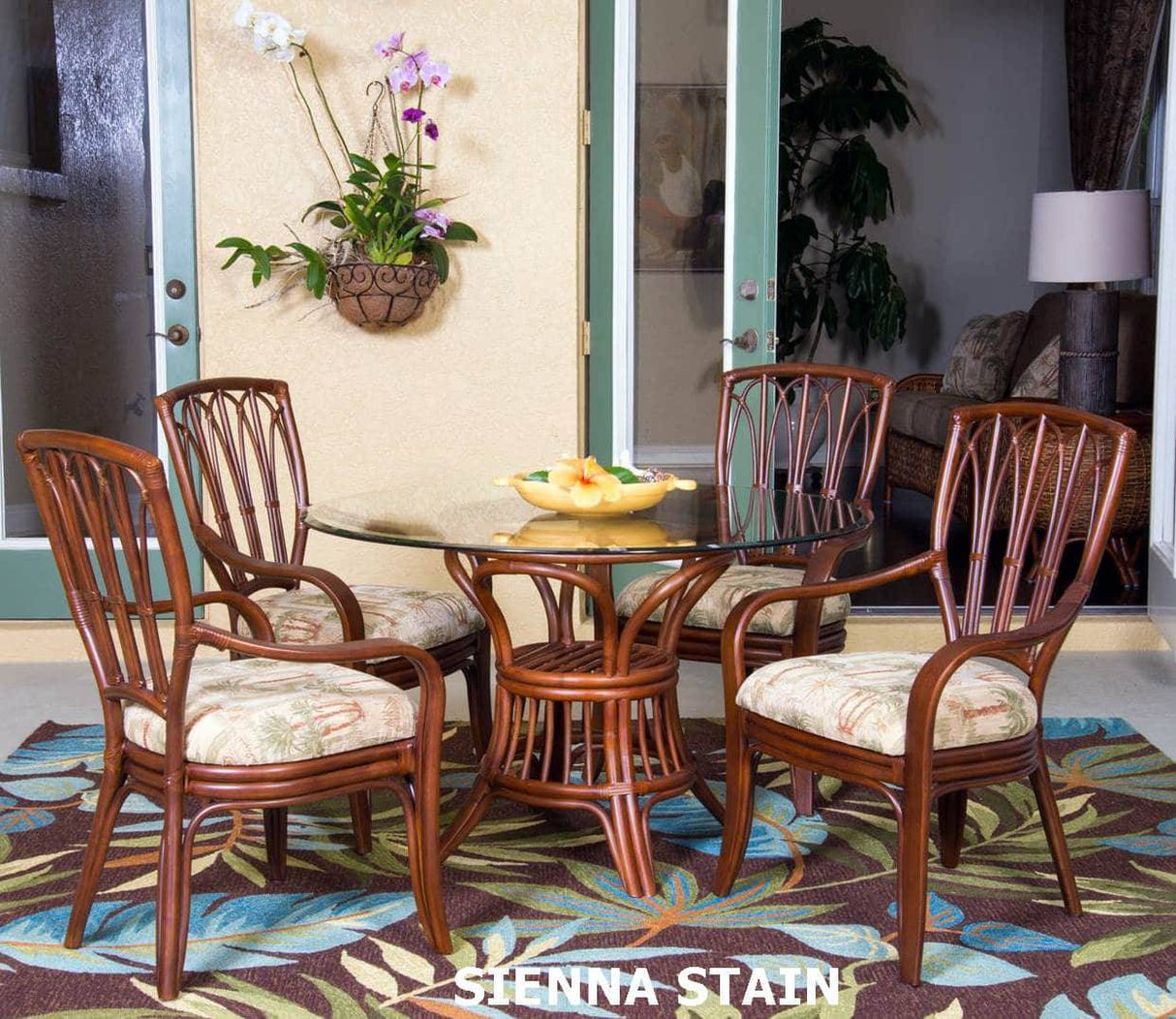 Cuba Rattan 6 Pc Dining Set with Arm Chairs by Alexander and Sheriden