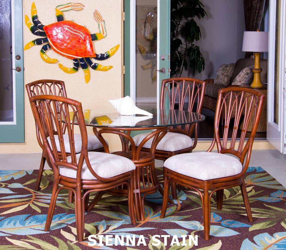 Cuba Rattan 6 Pc Dining Set with Side Chairs by Alexander and Sheriden