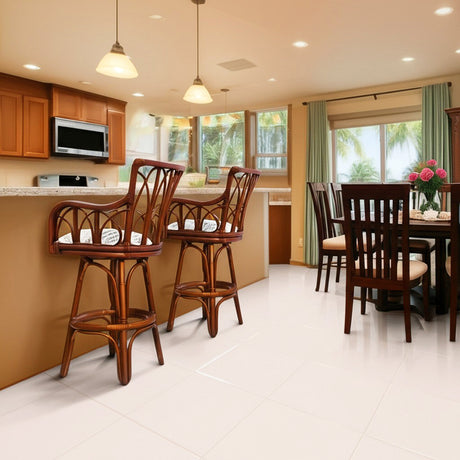 Cuba Swivel Barstools or Counterstools with Arms in Sienna Finish