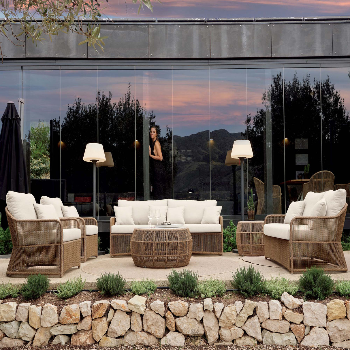 Calixto Outdoor 6-Piece Seating Set with Sunbrella Cushions Model 24211-NTH-6PC by Skyline Design