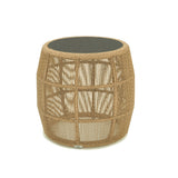 Calixto Outdoor Side Table with Glass Model 23833-NTH-GL by Skyline Design