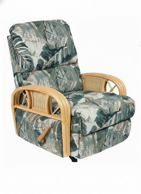 Captiva Rattan and Wicker Recliner with Custom Finish and Fabric by Stanley Chair Model 122