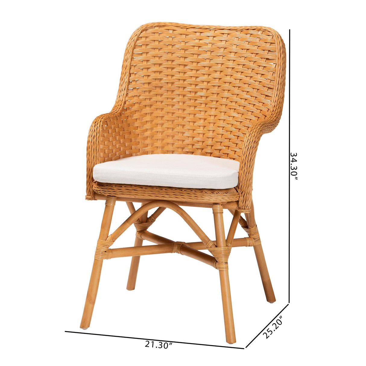 Lelsie Bohemian Light Honey Rattan Dining Chair by Wicker Fair