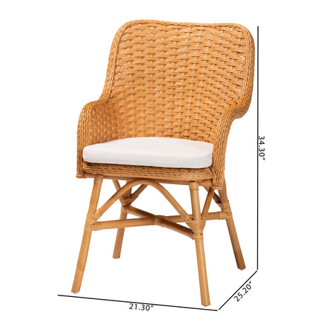 Lelsie Bohemian Light Honey Rattan Dining Chair by Wicker Fair