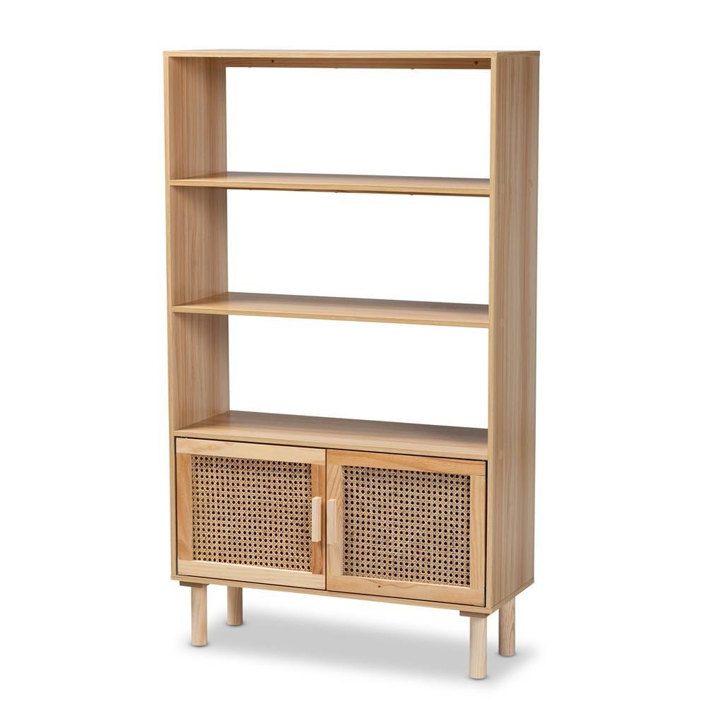 Ceylon Wicker Fair Rattan and Wood Book Case Cabinet