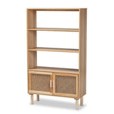 Ceylon Wicker Fair Rattan and Wood Book Case Cabinet