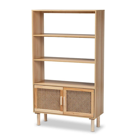 Ceylon Wicker Fair Rattan and Wood Book Case Cabinet