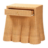 Rica Scalloped Natural Rattan Console Table with Drawer by Wicker Fair