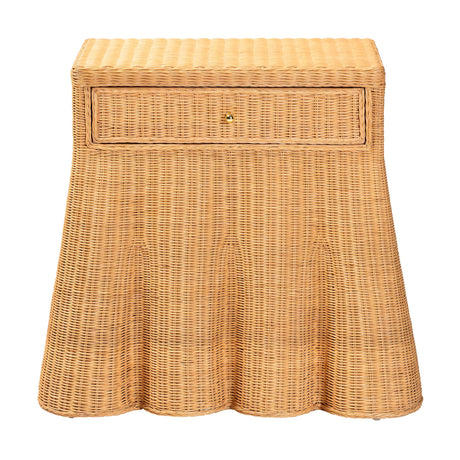 Rica Scalloped Natural Rattan Console Table with Drawer by Wicker Fair