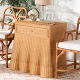 Rica Scalloped Natural Rattan Console Table with Drawer by Wicker Fair