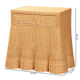 Rica Scalloped Natural Rattan Console Table with Drawer by Wicker Fair