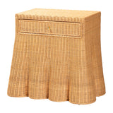 Rica Scalloped Natural Rattan Console Table with Drawer by Wicker Fair