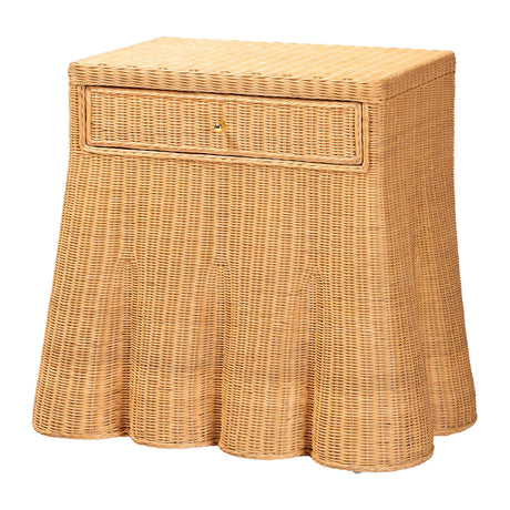 Rica Scalloped Natural Rattan Console Table with Drawer by Wicker Fair