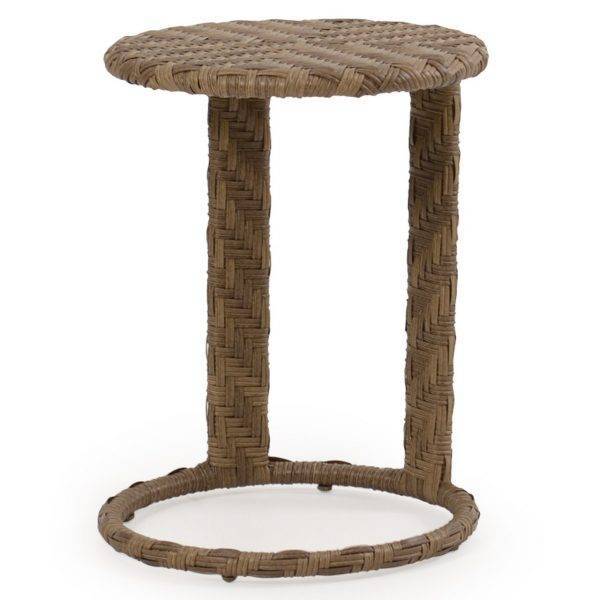City Light Outdoor Wicker Round End Table in Oyster Grey Model 6318OG