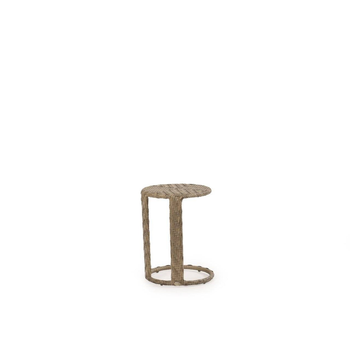 City Light Outdoor Wicker Round End Table in Oyster Grey Model 6318OG