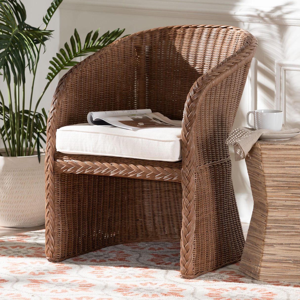 Clarinda Wicker Fair Rattan Dining or Accent Chair