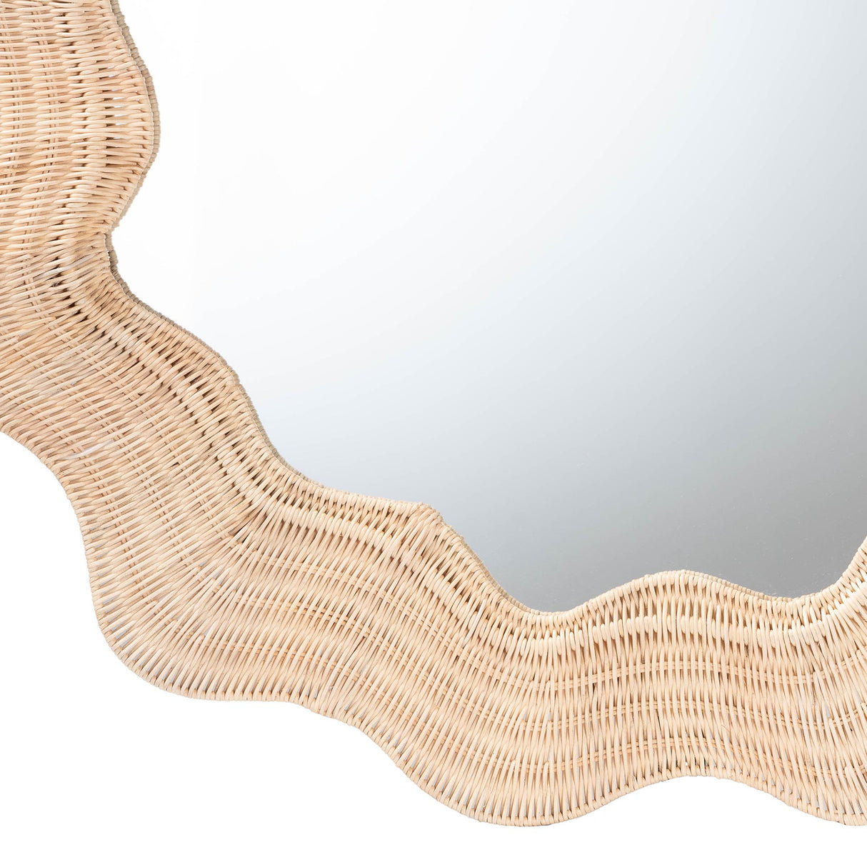Wicker Fair Coastal Scallop Large Rattan Accent Mirror