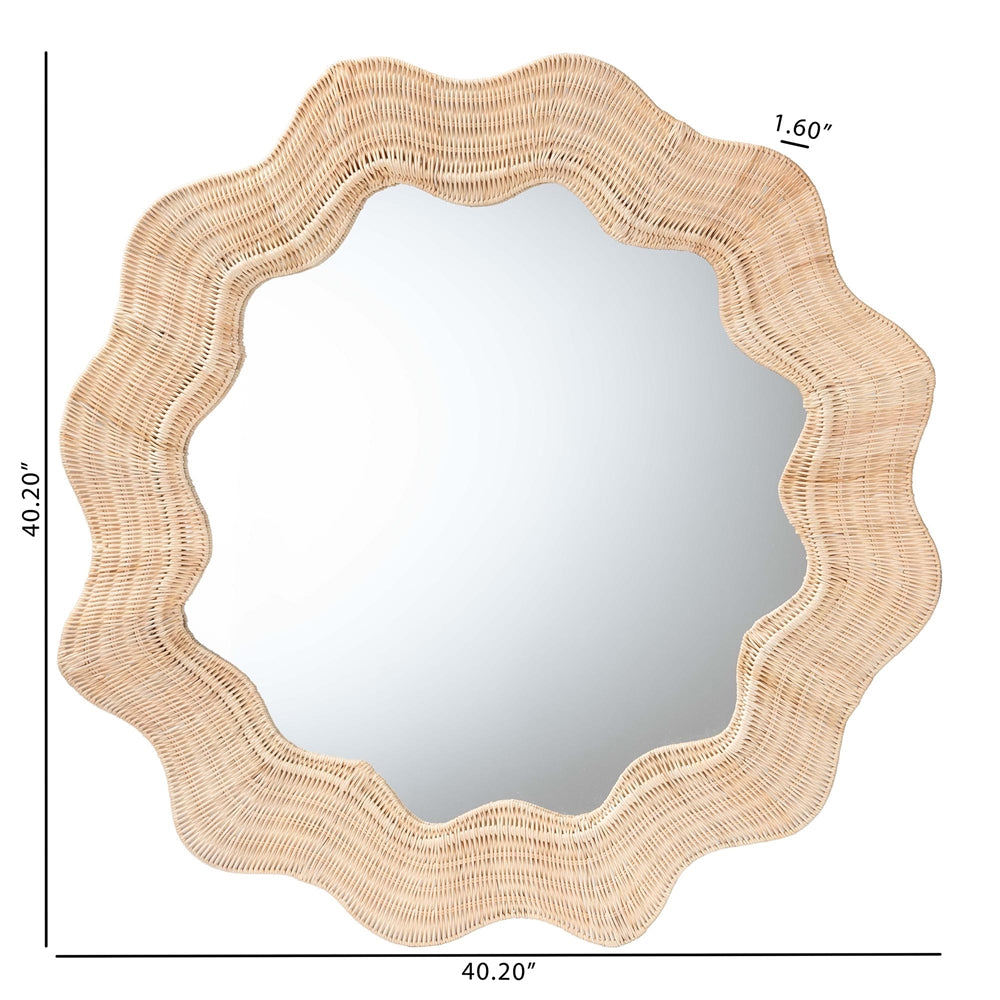 Wicker Fair Coastal Scallop Large Rattan Accent Mirror