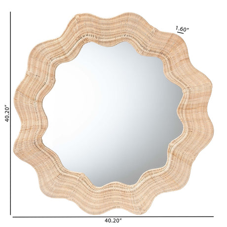 Wicker Fair Coastal Scallop Large Rattan Accent Mirror