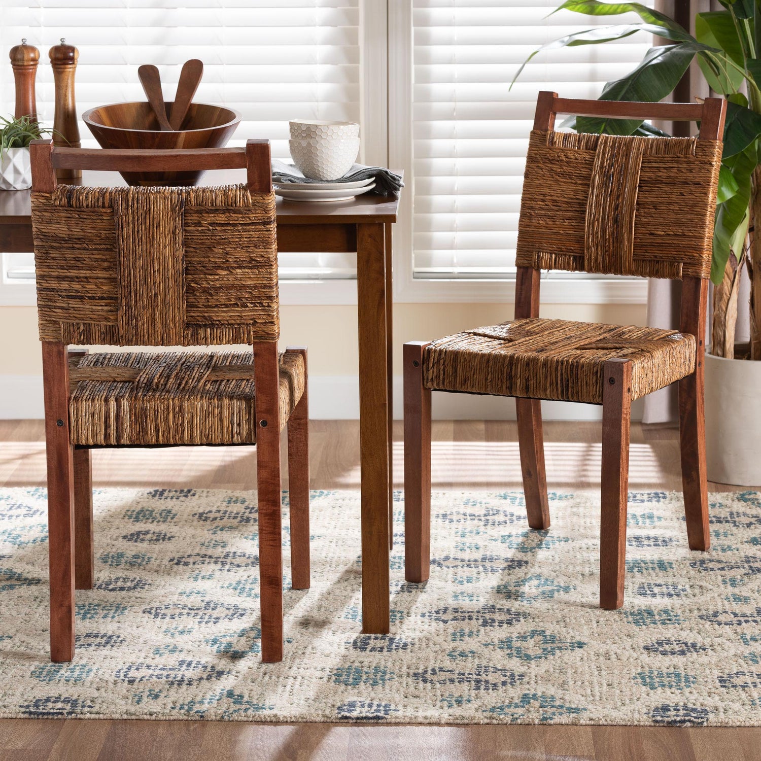 Kirin Handwoven Seagrass Dining Chair Set of 2 by Wicker Fair