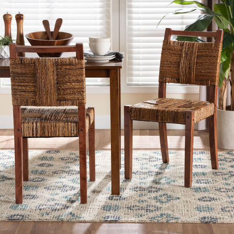 Kirin Handwoven Seagrass Dining Chair Set of 2 by Wicker Fair